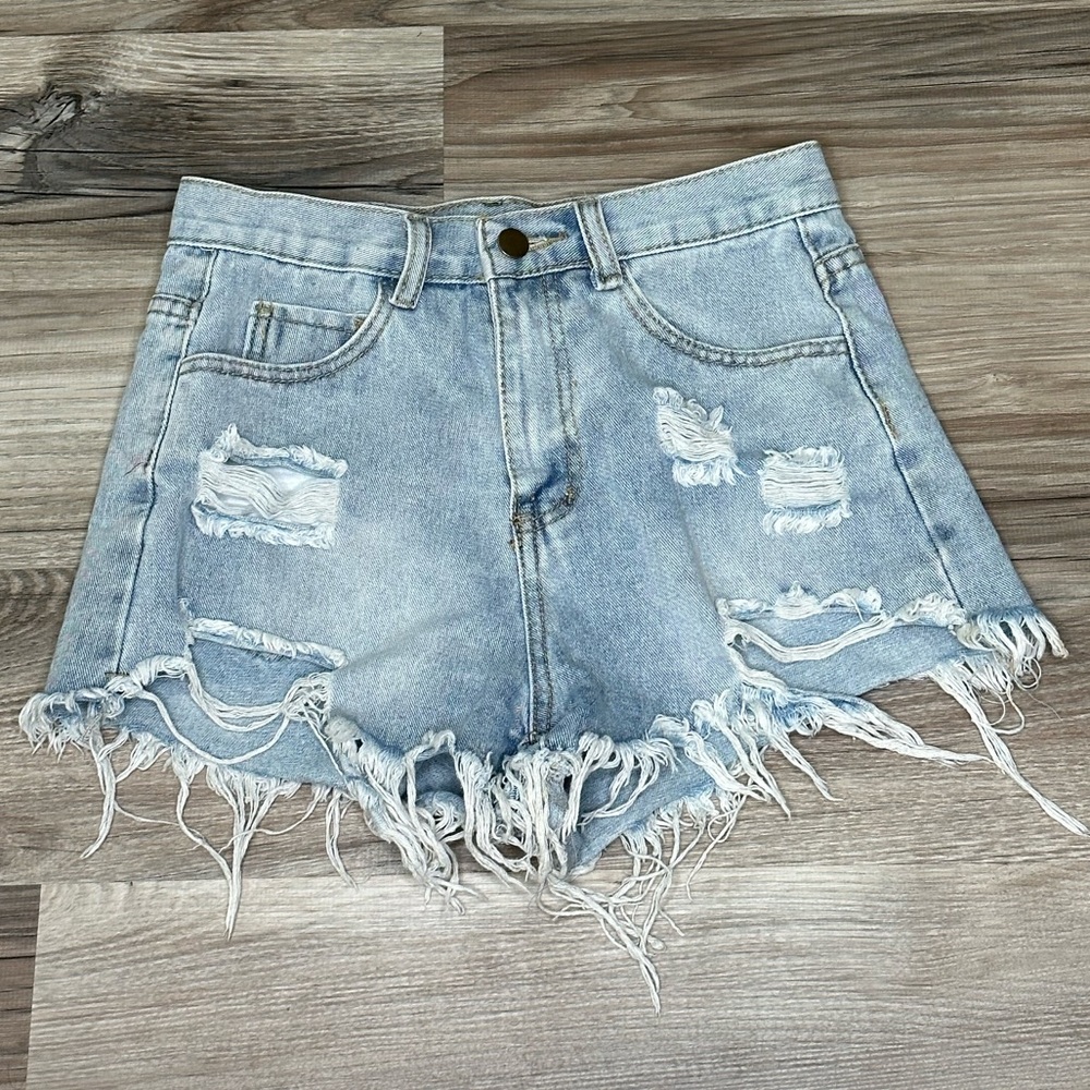 Shein blue denim shorts